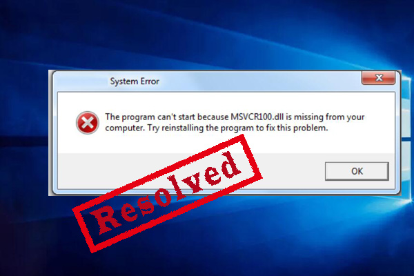 msvcr100 .dll was not found error
