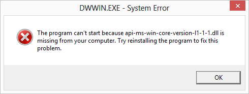 Fix api-ms-win-core-version-l1-1-0.dll related errors in Windows 7, 8 or 10